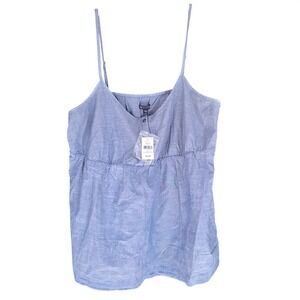 Gap‎ Blue Chambray Button Front Empire Waist Cami Top Women L